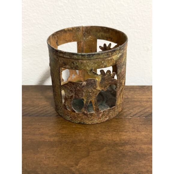Rustic, Metal, Moose, Cutout, Distressed, Votive, Candle Holder, Cabin Decor - Picture 5 of 8